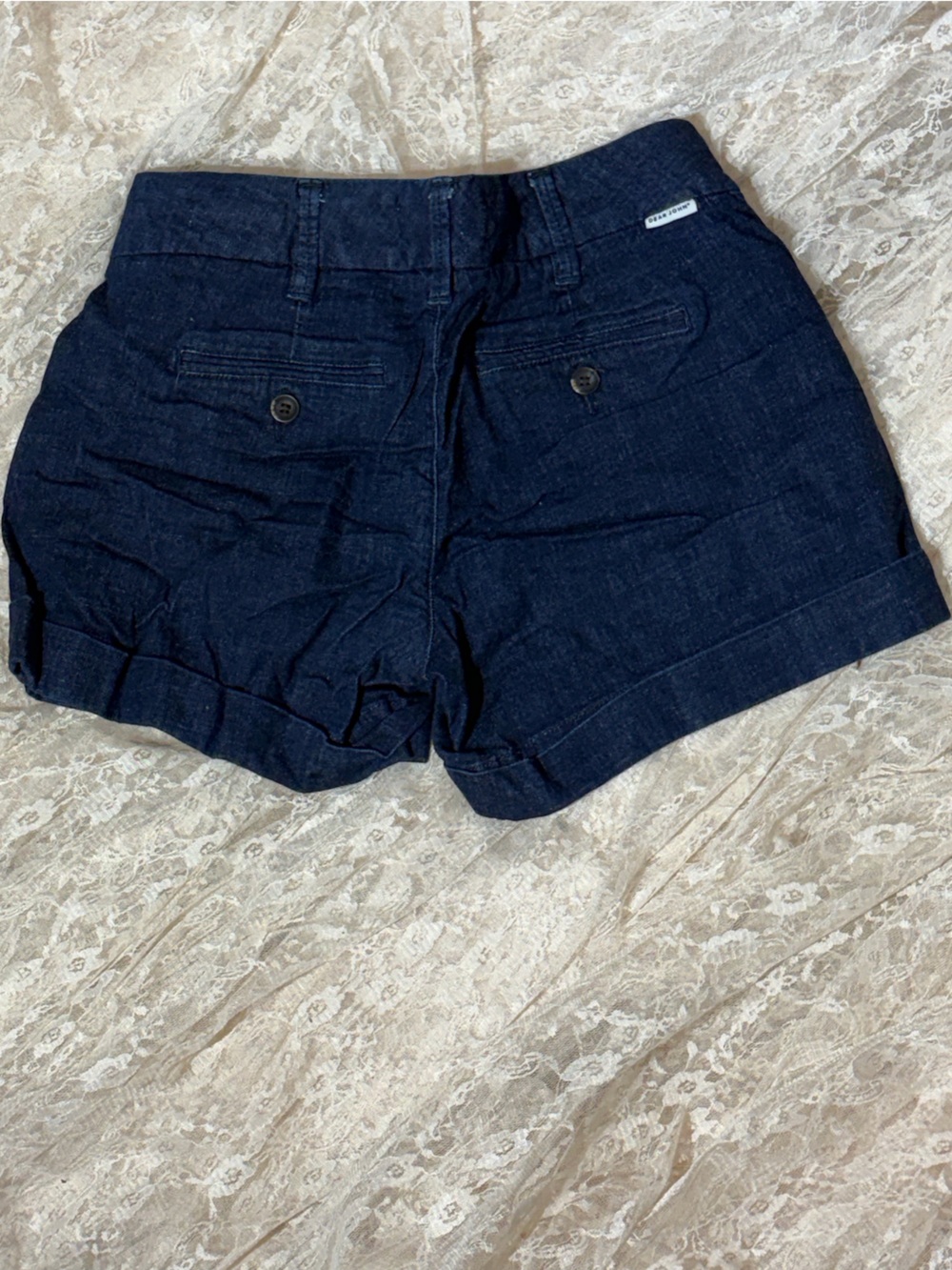 Dear John Dark Blue Denim Cuffed Jean Shorts - Picture 2 of 2